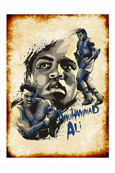 Cakatablo 25εκ.Χ35εκ. Ξύλινος πίνακας ζωγραφικής Μπόξερ Μοχάμεντ Άλι