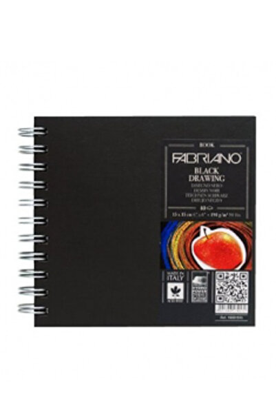 Fabriano Black Drawing Book, Siyah Murillo Karton, 190gr, 15x15cm 225375