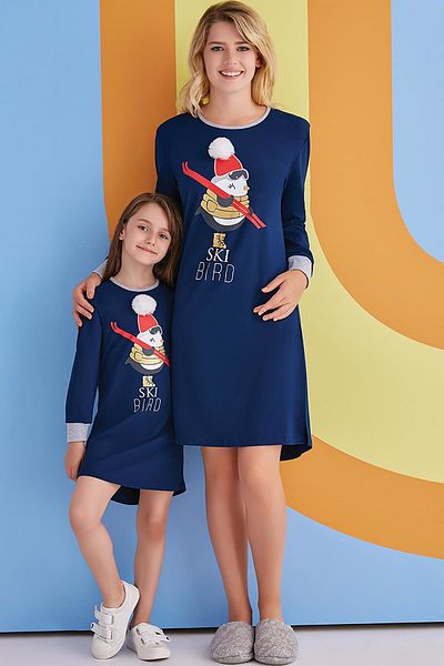 ROLY POLY Ski Bird Girl's Nightgown Navy Blue
