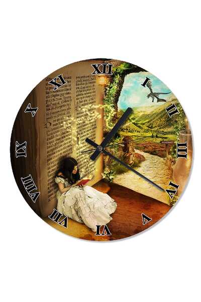 Generic Brand 30 cm Diameter Woman Reading a Book Printed Wall Clock