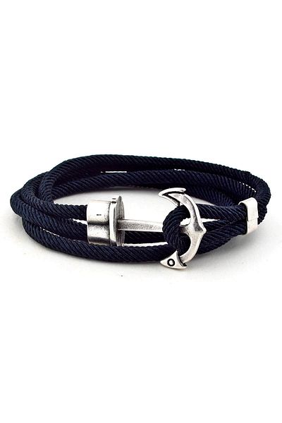 Solfera Men's Navy Blue Wrapped Large Anchor Bracelet Bt325