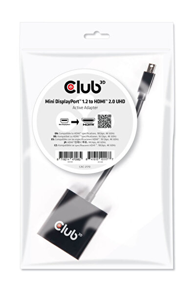 Club 3D Club3D CAC-2170 Mini DisplayPort 1.2 la HDMI 2.0 UHD Adaptor activ Çe...