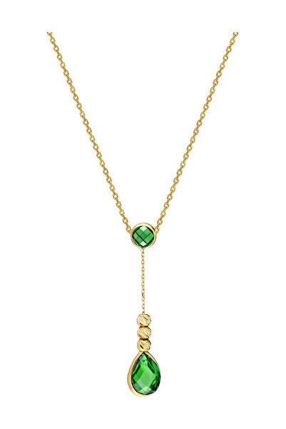 Glorria Kadın Altın Dorika Taşlı Damla Kolye CM0706