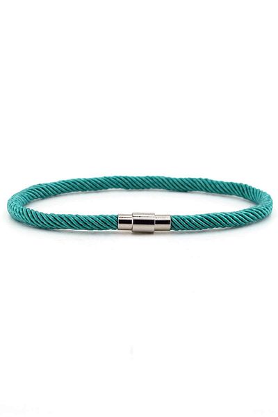 Solfera Men's Thin Turquoise Knitted String Magnetic Clip Bracelet Bt435