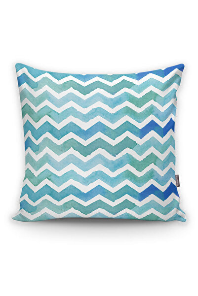 Realhomes Water Painted Zigzag Patterned Digital Printed Throw Pillow Cover