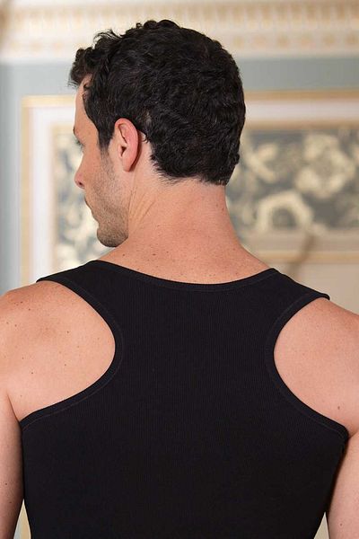 Şahinler Men's Black Sports Wide Strap Ribbed Tank Top ME096-SH