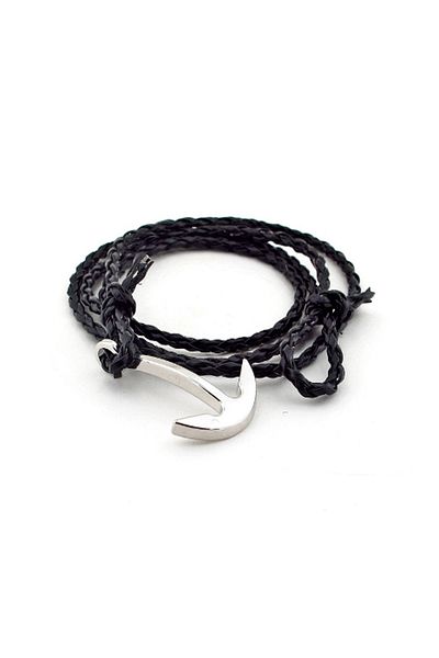 Solfera Men's 4 Sira Wrapped Leather Anchor Bracelet BT298