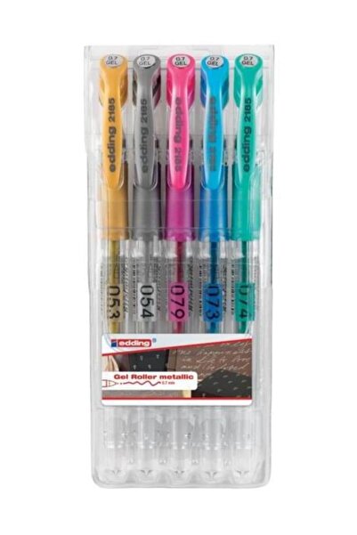 Edding مجموعة أقلام حبر جل 2185 ذات 5 ألوان معدنية