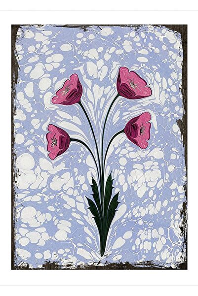 Cakatablo 25cmX35cm Ahşap Tablo Osmanlı Ebru Sanatı Tarzında