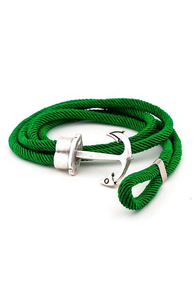 Solfera Men's Green Color Wrap Large Anchor Sailor Bracelet Bt474