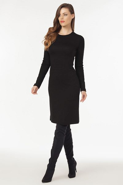 Laranor Rochie de damă cu mâneci negre, cu croială clasică, 19L6535