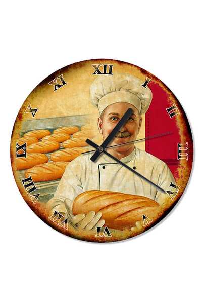 Generic Brand 30 cm Diameter Old Oven and Bread Analog Wall Clock