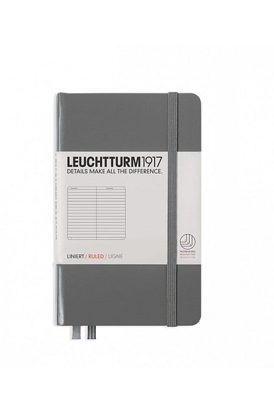 Leuchtturm1917 Blocnotes de buzunar (A6), cu linii, copertă gri antracit