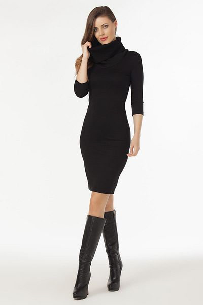Laranor Rochie neagră cu guler camisole pentru femei 19L6487
