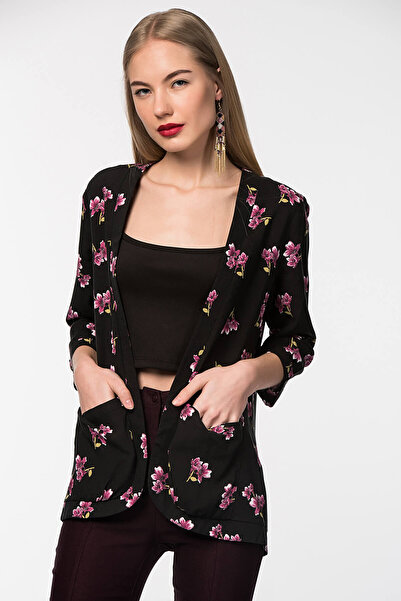 SELECT Kadın Siyah Bluebell Floral Soft Ceket S042/1601/018