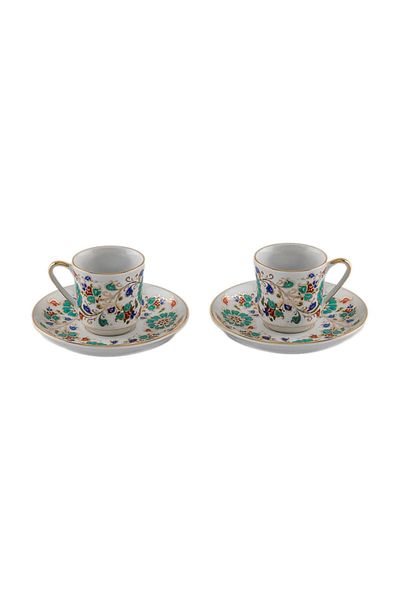 Güral Porselen Hand Decorated 12 Piece Coffee Set for 6 People