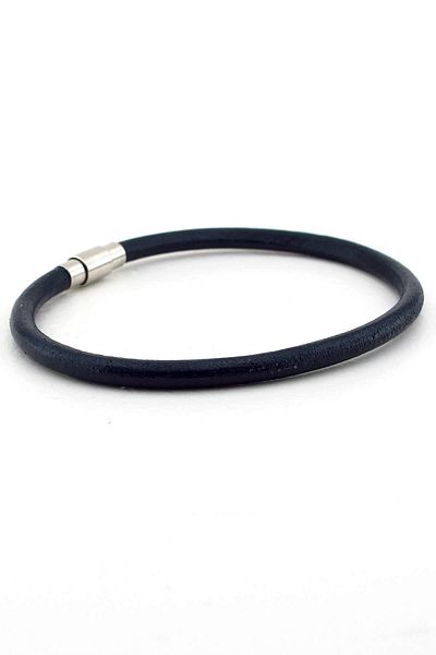 Solfera Men's Navy Blue Original Leather Magnetized Clip Bracelet Bt479