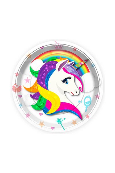 Kazanabil Set of 8 Unicorn Themed Cardboard Plates