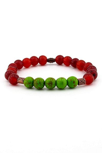 Solfera Men's Natural Agate and Howlite Stone Bracelet B508