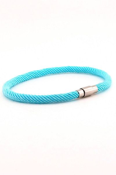 Solfera Men's Blue Braided Rope Metal Magnetized Clip Bracelet Bt462