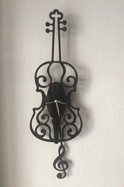 Markakanvas Keman Figürlü Sallanan Sarkaçlı Duvar Saati Keman