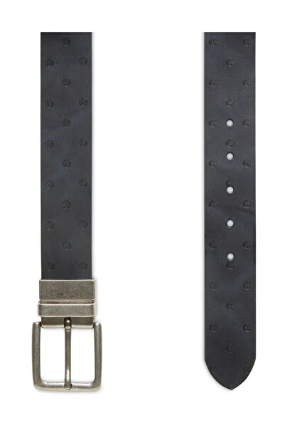 Timberland Timberland Navy Blue Leather Belt - Textured, Dots, Tb0A1Dem0361