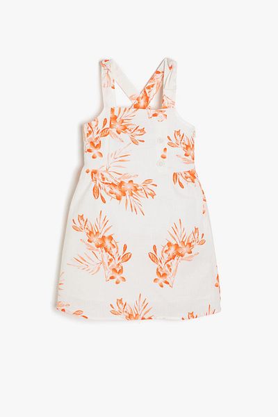Koton Girl's Flower Patterned Ecru Dress 0ykg87749aw
