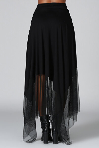 Quincey Kadın Siyah Anvelop Etek EK2342