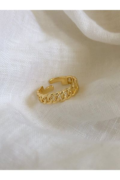 X-Lady Accessories خاتم حبل ذهبي قابل للتعديل للسيدات
