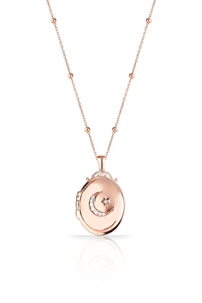 Azuris Silver Kadın Gümüş Kapaklı Madalyon Ayyıldız Kolye OMR1354