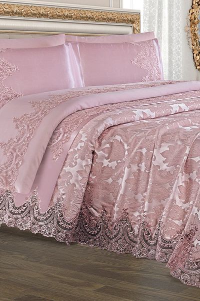 Dekoreko Double Sultan Chenille Bridal Set 7 Pieces Powder