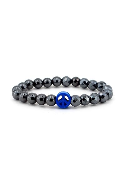 Solfera Men's Peace Barrier Hematite Natural Stone Bracelet B638