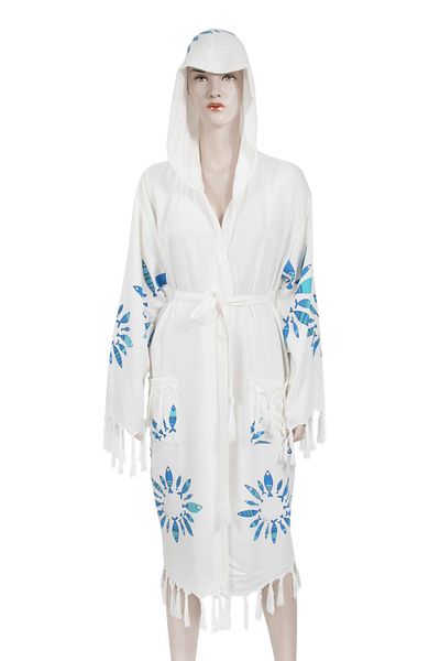 Bedinn Peshtemal Bathrobe Bamboo Printed Hooded Fish