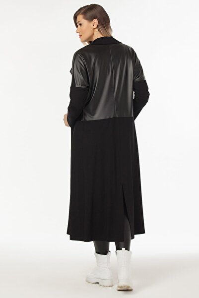 Laranor Kadın Siyah Deri Detaylı Hırka 19LB9176