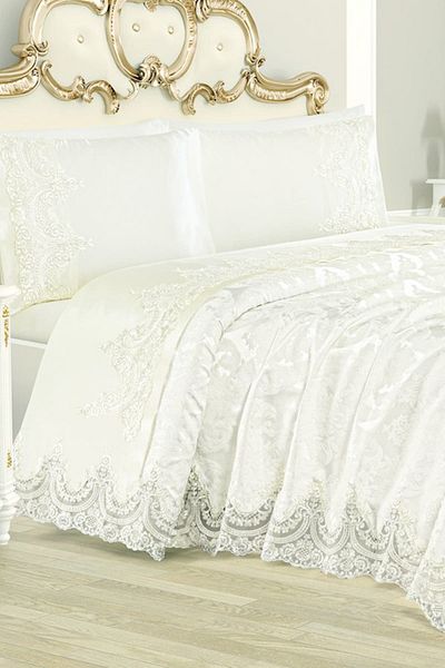 Dekoreko Double Sultan Chenille Pique Set 6 Pieces Cream