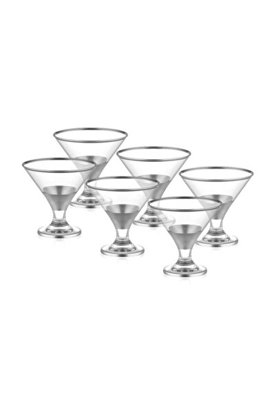 The Mia Glam 6'lı 185cc Gümüş Cam Dondurmalık Glm0028