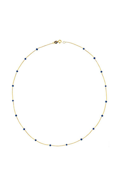 Glorria Kadın Altın Mavi Taşlı Sıra Kolye DM0035-M