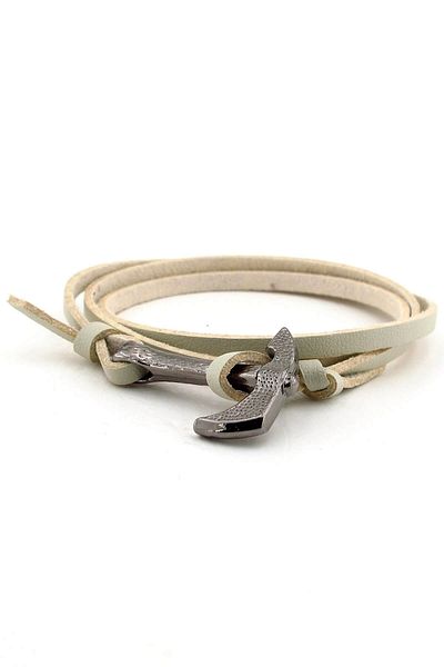 Solfera Men's Combat Baltasi Cream Real Leather Bracelet BT557