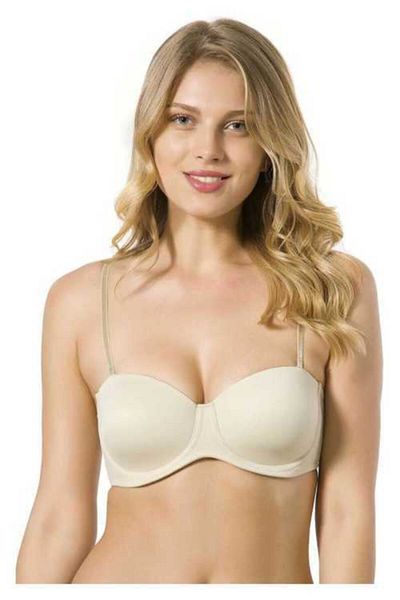 Le Jardin Γυναικείο Μπεζ Underwire Micro Covered Strapless Empty Cup σουτιέν 7035