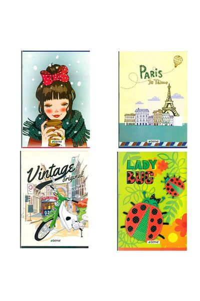 FİYPER Cardboard Cover A4 40 Sheets Lined Method Book 4 Pieces