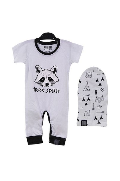 Victory Baby Raccoon Hat Jumpsuit Set 84783