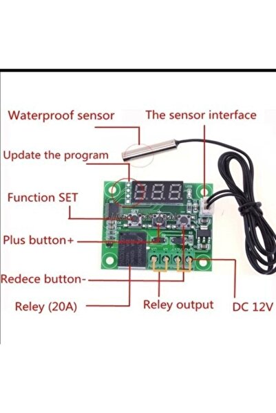 Cumhur W1209 Röle Çıkışlı Dijital Termostat Sıcaklık Kontrol Kartı Kuluçka Termostatı