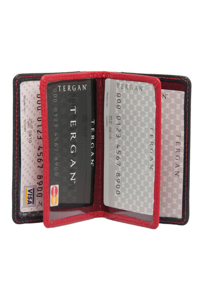 Tergan Шкіряний темно-синій червоний унісекс гаманець для кредитних карток S1KK00001601