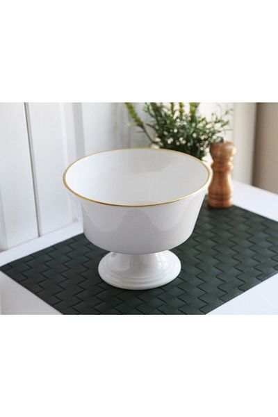 Laviss Gönül 2803 - White Gold Ceramic Fruit Holder, 22.5cm Ø X 16.5cm H