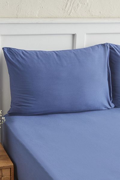 Karaca Home Motto Combed Cotton Single Fitted Sheet 100x200+30 Cm Indigo