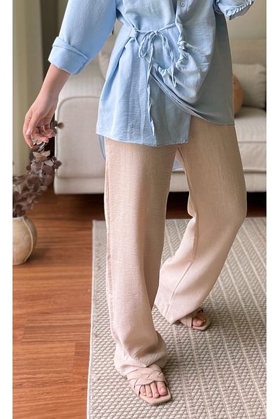 two in sis Ayrobin Palazzo Trousers with Elastic Waist