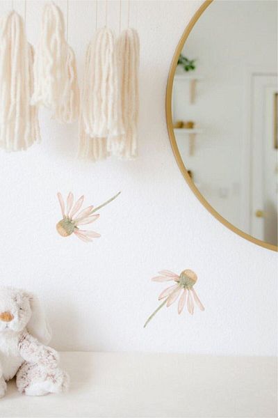 Sim Tasarım Pink Flying Daisy Wall Sticker