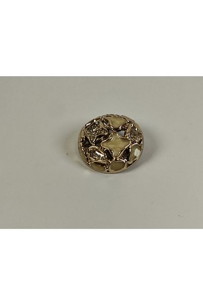 Kariyer Astar 2 Pieces of Button with 3.7 cm Legs and Gold Stone Detail