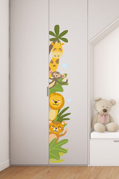 Sim Tasarım Animal Kingdom Right Facing Door Cabinet Wall Sticker Set