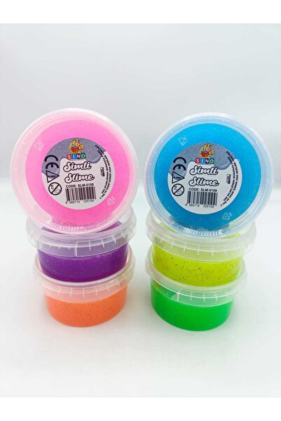 Genel Markalar Yuvarlak Simli Kutulu 6'lı 6 Renk Slime 135 Gr X 6 Hazır Slıme